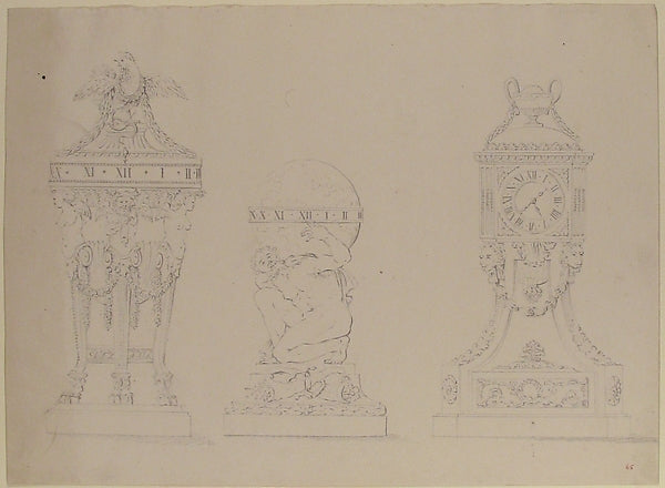 Design for Three Clocks Late 18th cent-Anonymous,French,18th, Poster Print