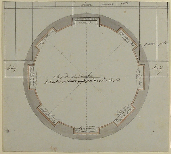 Plan for a Circular Room c1770–90-Anonymous,French,18th cent,  Poster Print Wall Art