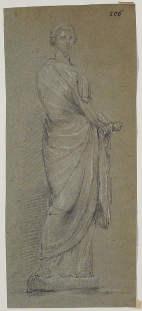 Drawing of Female Statue 18th cent-Anonymous,French,18th cen,  Poster Print Wall Art