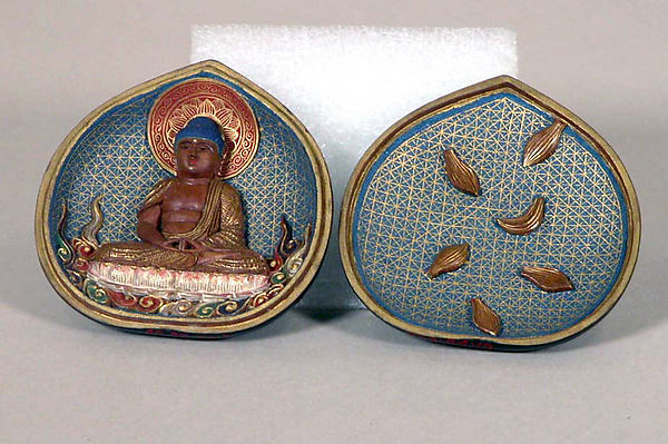 Traveller's Shrine with Figure of Amida Buddha Seated on Lotus,  Poster Print Wall Art