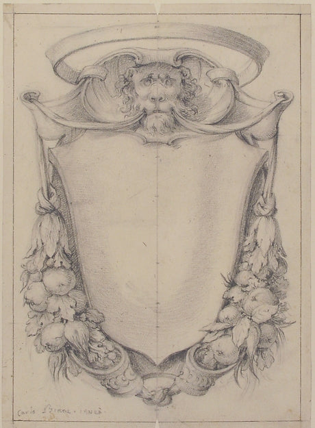 Design for a Cartouche Surmounted by a Lion's Head in Scrollwo,16x12"(A3) Poster