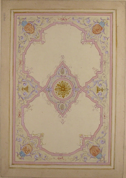Design for Ceiling Decorated with Lavender Arabesques 19th cen,  Poster Print
