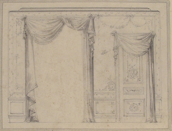 Design for Wall Treatment with Window and Door 19th cent-Charl,16x12"(A3) Poster