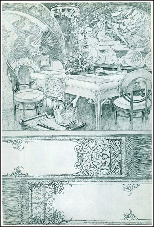 73 from the 'Documents Decoratifs" series, 1901 vintage artwork by Alphonse Mucha, 16x12" (A3 size) poster print