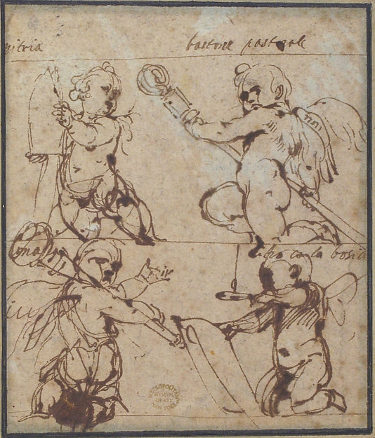 Putti with a Mitre  Crosier Mace  Book  and Candle 1597–1630-D,16x12"(A3) Poster