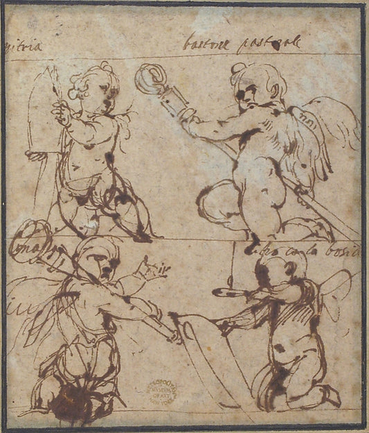 Putti with a Mitre  Crosier Mace  Book  and Candle 1597–1630-D,16x12"(A3) Poster