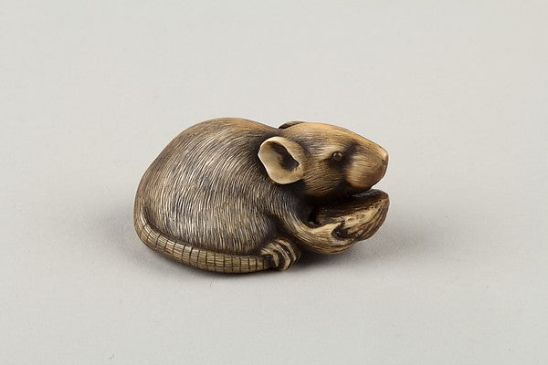 Netsuke of Mouse Eating a Pit 19th cent,  Poster Print Wall Art