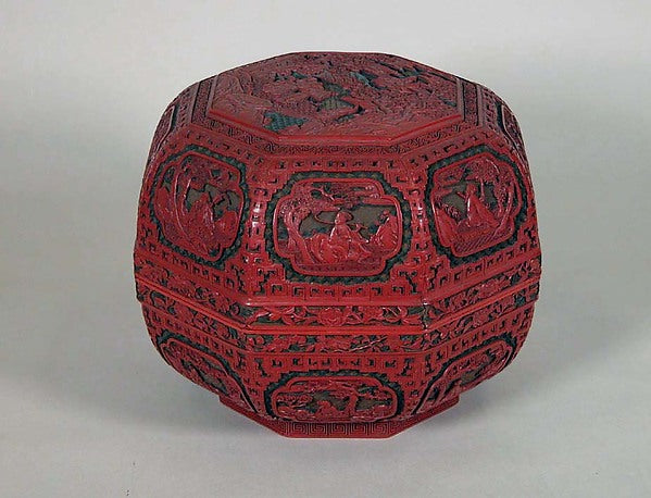 ,Box with Daoists welcoming immortal Shoulao 19,16x12