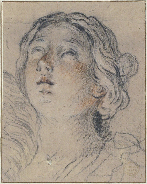 Female Head Upturned 1654–1719-attributed to Giovan Gioseffo d,  Poster Print Wall Art