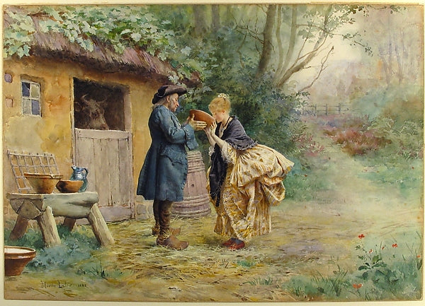 The Drink of Milk 1882-Maurice Leloir,  Poster Print Wall Art