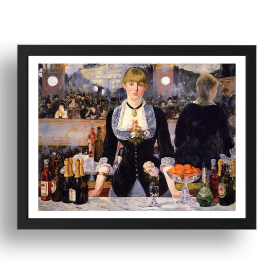 A Bar at the Folies-Bergere, vintage artwork by Édouard Manet, 17x13"(A3) Framed art poster