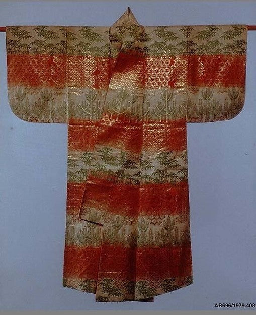 ,Noh Robe with Pattern of Bamboo and Young Pines on,Japan ukiyo-e Period Image,16x12"(A3) Poster
