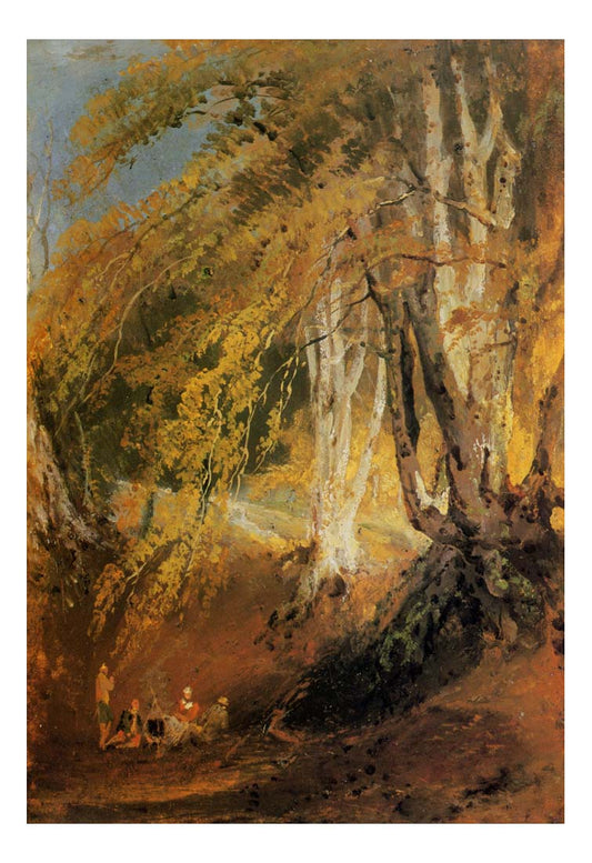 A Beech Wood with Gipsies Round a Camp Fire, 1799-1801 by John Mallord William Turner RA, 12x8"(A4) Poster