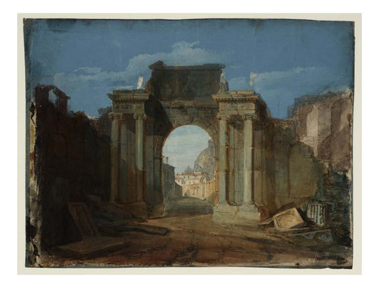 A Capriccio with the Dome of St Peter's, Rome, Seen through a Ruined Triumphal Arch, 1797 by John Mallord William Turner RA
