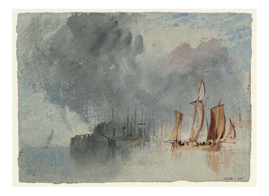 A Chasse-Marree and Other Vessels under a Cloudy Sky, 1826-28 by John Mallord William Turner RA, 12x8"(A4) Poster