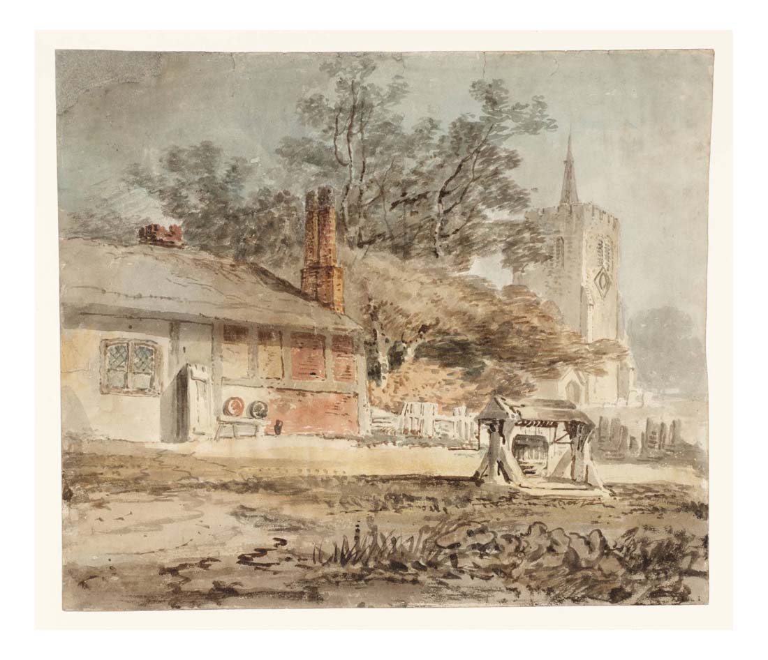 A Cottage with a Well near a Church, 1796-97 by John Mallord William Turner RA, 12x8"(A4) Poster
