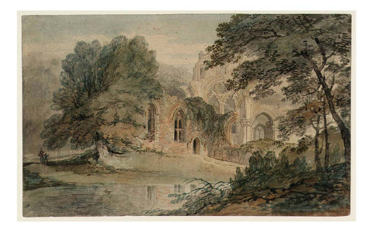 A Ruined Abbey by a Pond, 1795-97 by John Mallord William Turner RA, 12x8"(A4) Poster