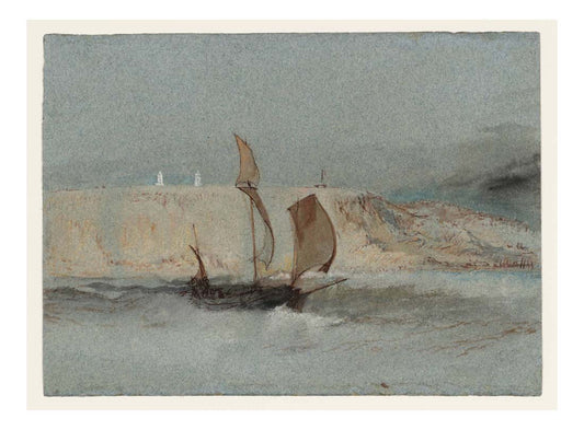 A Ship Under Sail below the Light Towers of la Heve, 1832 by John Mallord William Turner RA, 12x8"(A4) Poster