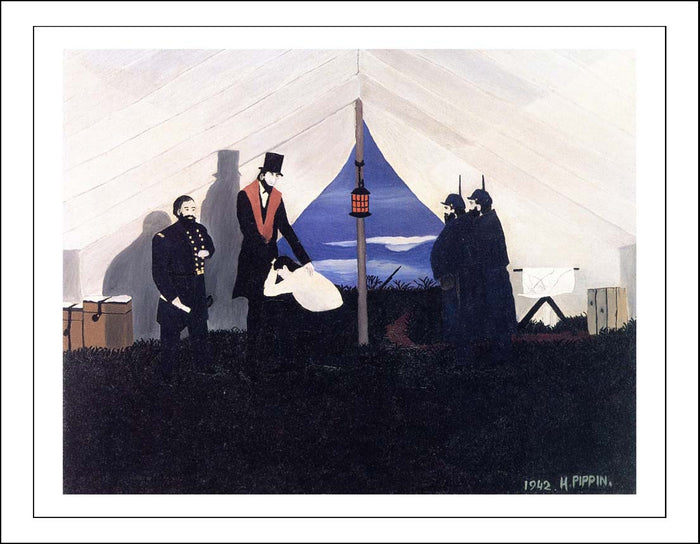 Abraham Lincoln, The Great Emancipator, Pardons the Sentry 1942 by Horace Pippin, Classic African American artwork, 16x12