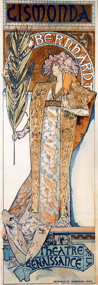 Alfons Mucha - 1894 - Gismonda vintage artwork by Alphonse Mucha, 16x12" (A3 size) poster print