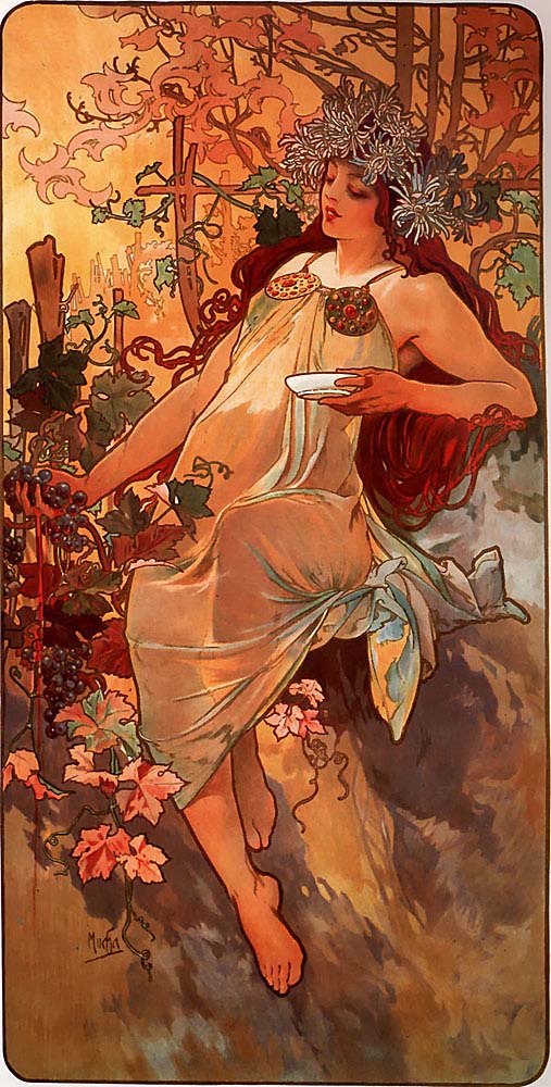 Alfons Mucha - 1896 - Autumn vintage artwork by Alphonse Mucha, 16x12" (A3 size) poster print
