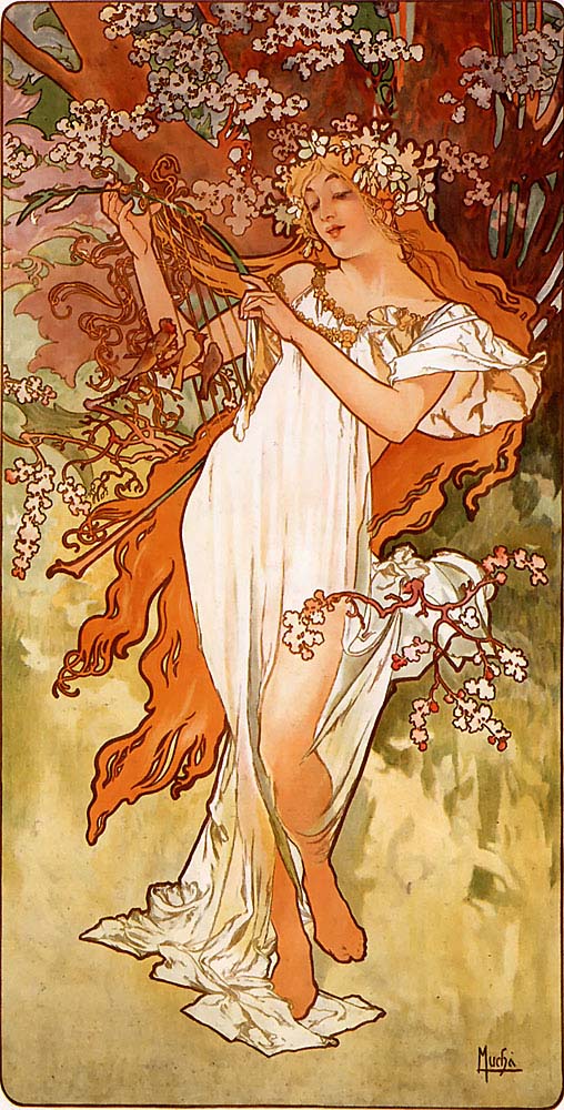Alfons Mucha - 1896 - Spring vintage artwork by Alphonse Mucha, 16x12" (A3 size) poster print
