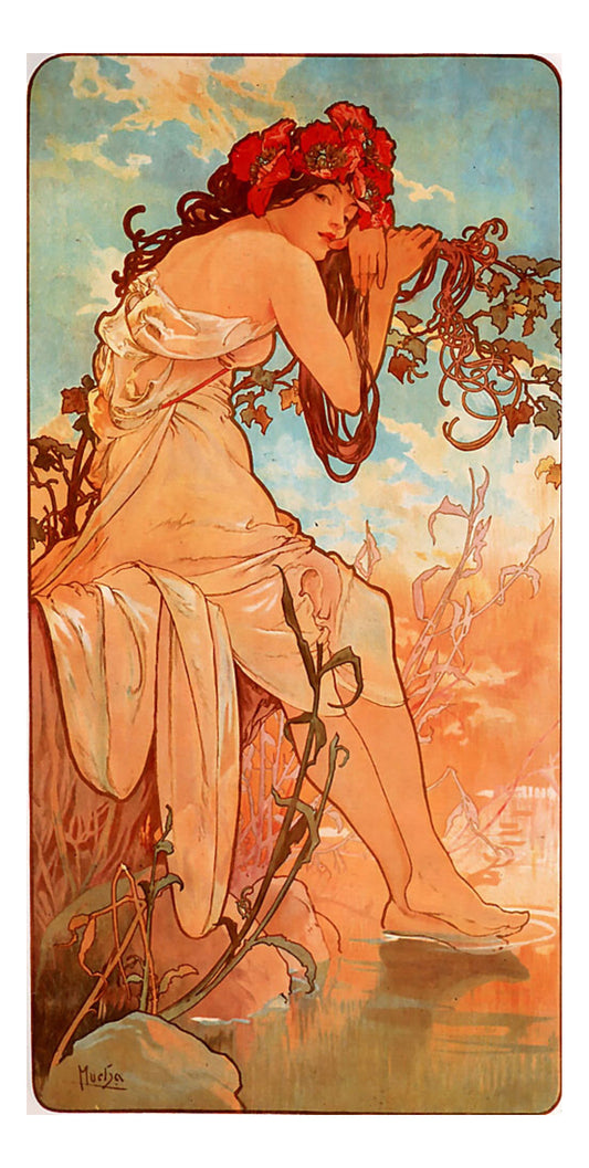 Alfons Mucha - 1896 - Summer1 vintage artwork by Alphonse Mucha, 16x12" (A3 size) poster print