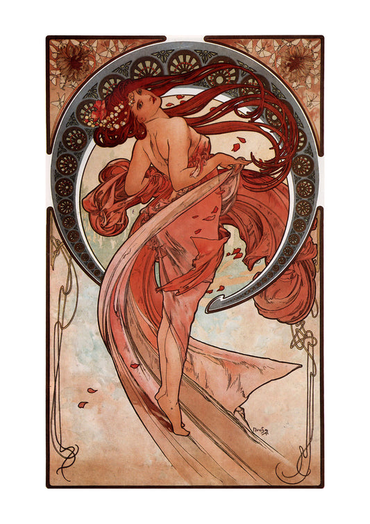Alfons Mucha - 1898 - Dance1-A4 vintage artwork by Alphonse Mucha, 12x8" (A4 size) poster print