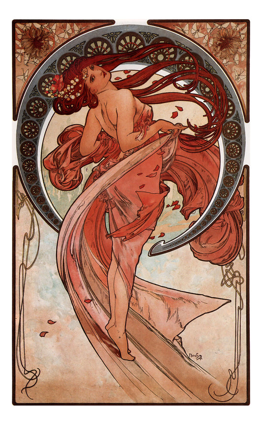 Alfons Mucha - 1898 - Dance1 vintage artwork by Alphonse Mucha, 16x12" (A3 size) poster print
