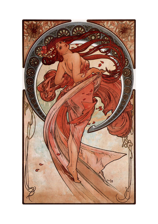 Alfons Mucha - 1898 - DanceA4 vintage artwork by Alphonse Mucha, 12x8" (A4 size) poster print