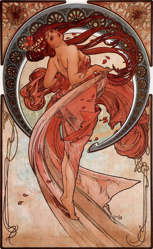 Alfons Mucha - 1898 - Dance vintage artwork by Alphonse Mucha, 16x12" (A3 size) poster print