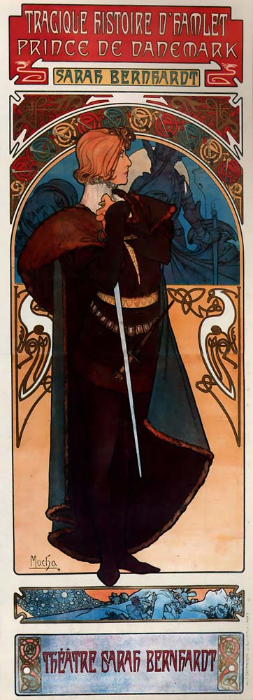 Alfons Mucha - 1899 - Hamlet vintage artwork by Alphonse Mucha, 16x12" (A3 size) poster print