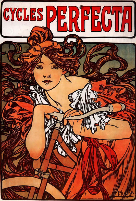 Alfons Mucha - 1902 - Cycles Perfecta vintage artwork by Alphonse Mucha, 16x12" (A3 size) poster print