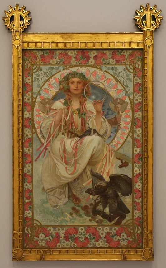 Alfons Mucha - Portrait of Josephine Crane Bradley as Slavia vintage artwork by Alphonse Mucha, 16x12" (A3 size) poster print