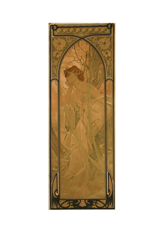 Alfons Mucha Abend 1899 LithographieA4 vintage artwork by Alphonse Mucha, 12x8" (A4 size) poster print