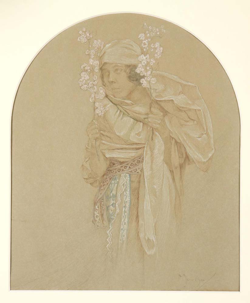 Alfons Mucha Allegorie des Frühlings vintage artwork by Alphonse Mucha, 16x12" (A3 size) poster print