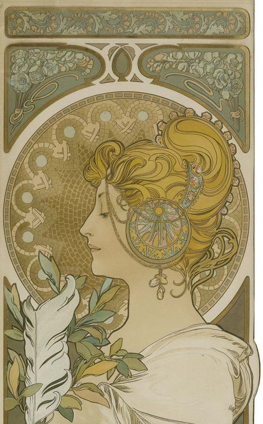 Alfons Mucha La Plume 1899 vintage artwork by Alphonse Mucha, 16x12" (A3 size) poster print