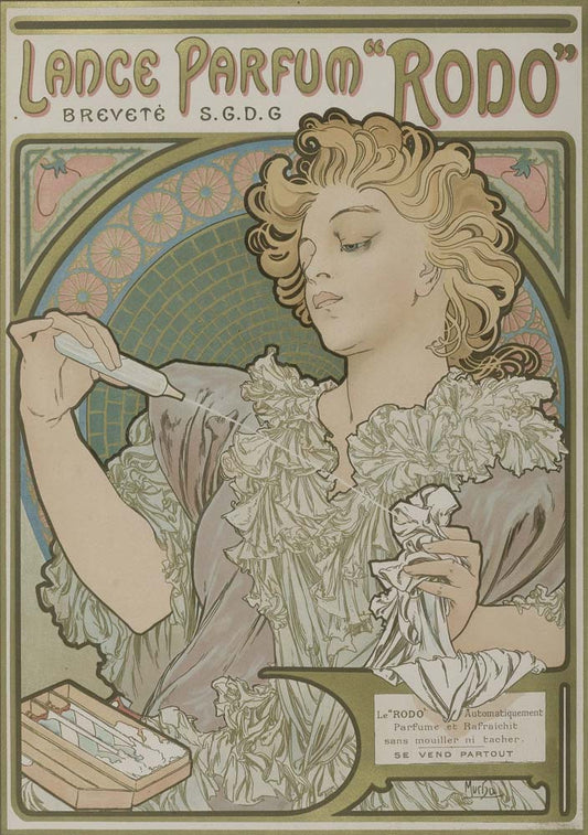 Alfons Mucha Lance Parfum Rodo 1896-97 vintage artwork by Alphonse Mucha, 16x12" (A3 size) poster print