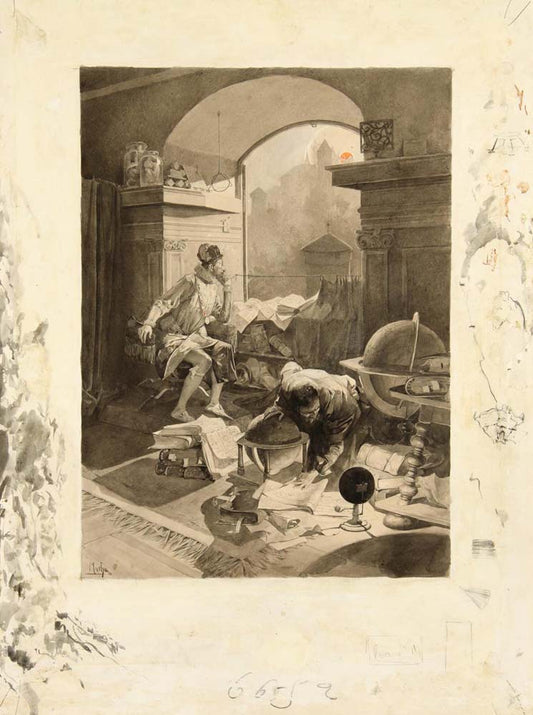 Alfons Mucha Rudolf II besucht Tycho Brahe vintage artwork by Alphonse Mucha, 12x8" (A4 size) poster print