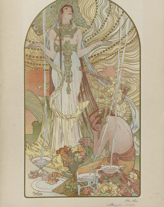 Alfons Mucha Salammbô 1897 vintage artwork by Alphonse Mucha, 16x12" (A3 size) poster print