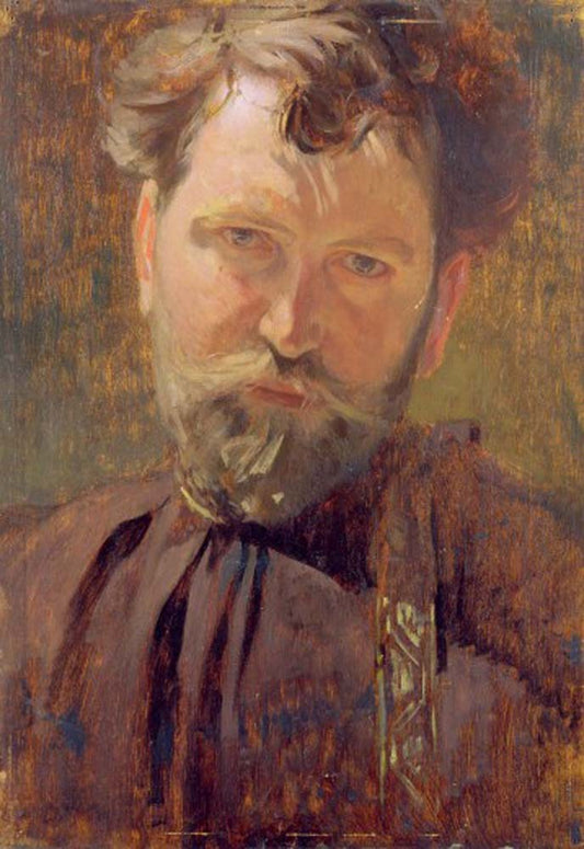 Alfons Mucha Self Portrait vintage artwork by Alphonse Mucha, 12x8" (A4 size) poster print