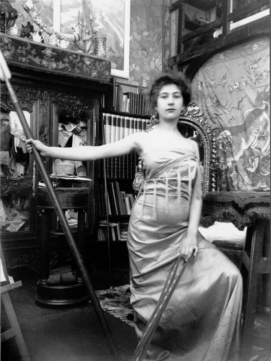 Alfons Mucha model model posing in muchas studio Paris vintage artwork by Alphonse Mucha, 16x12" (A3 size) poster print