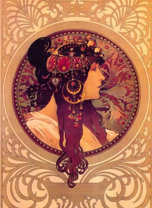 Alphonse Mucha - Donna Orechini vintage artwork by Alphonse Mucha, 16x12" (A3 size) poster print