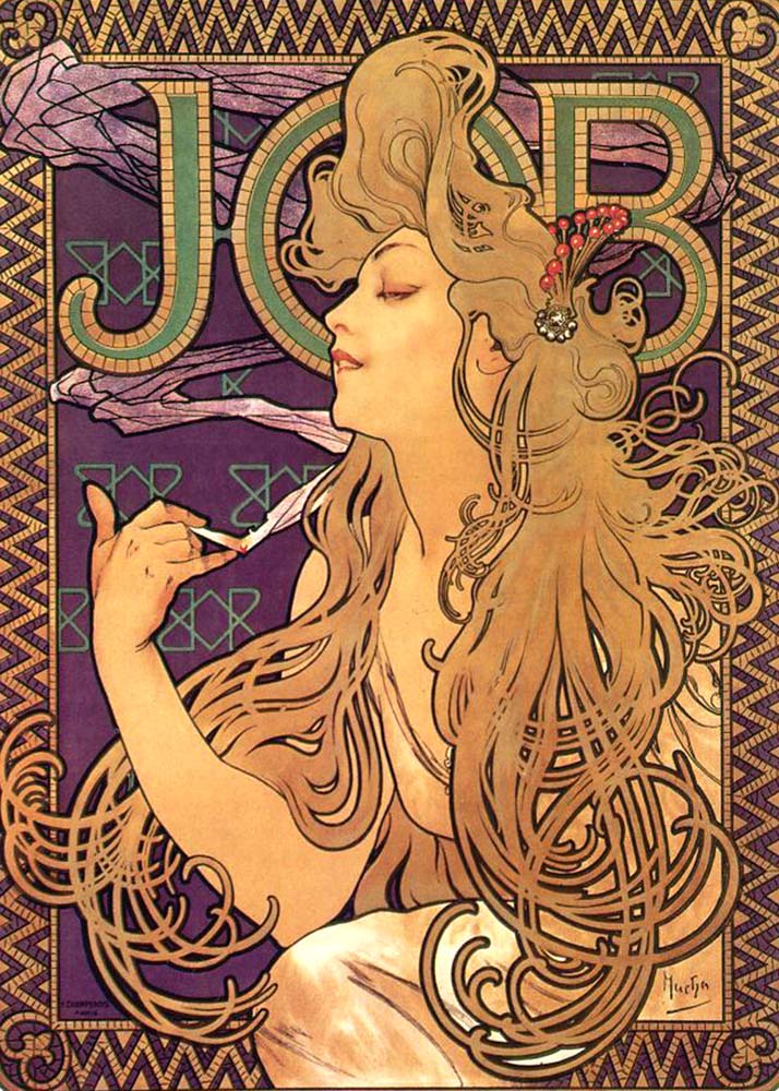 Alphonse Mucha - Job Cigarettes 1 vintage artwork by Alphonse Mucha, 16x12" (A3 size) poster print
