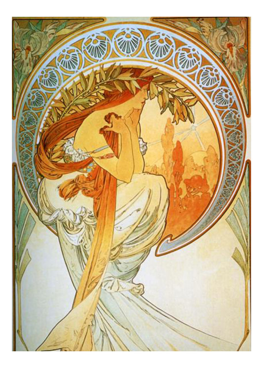 Alphonse Mucha - Poetry-A4 vintage artwork by Alphonse Mucha, 12x8" (A4 size) poster print