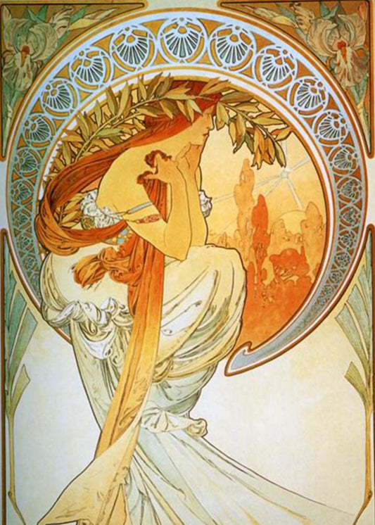 Alphonse Mucha - Poetry vintage artwork by Alphonse Mucha, 12x8" (A4 size) poster print