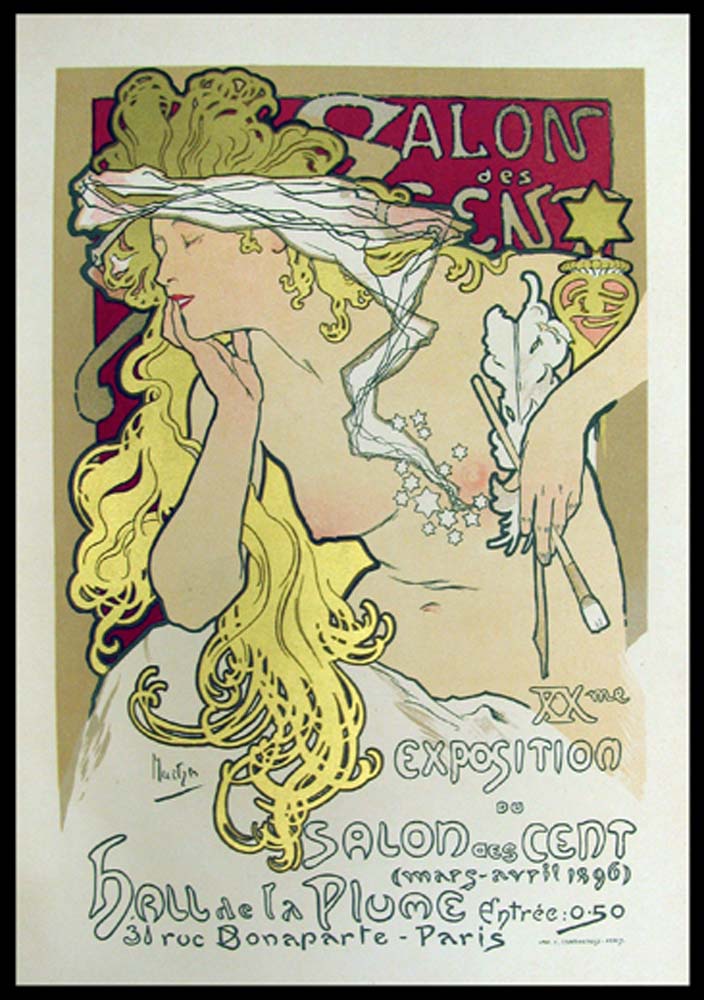 Alphonse Mucha Exposition poster vintage artwork by Alphonse Mucha, 12x8" (A4 size) poster print