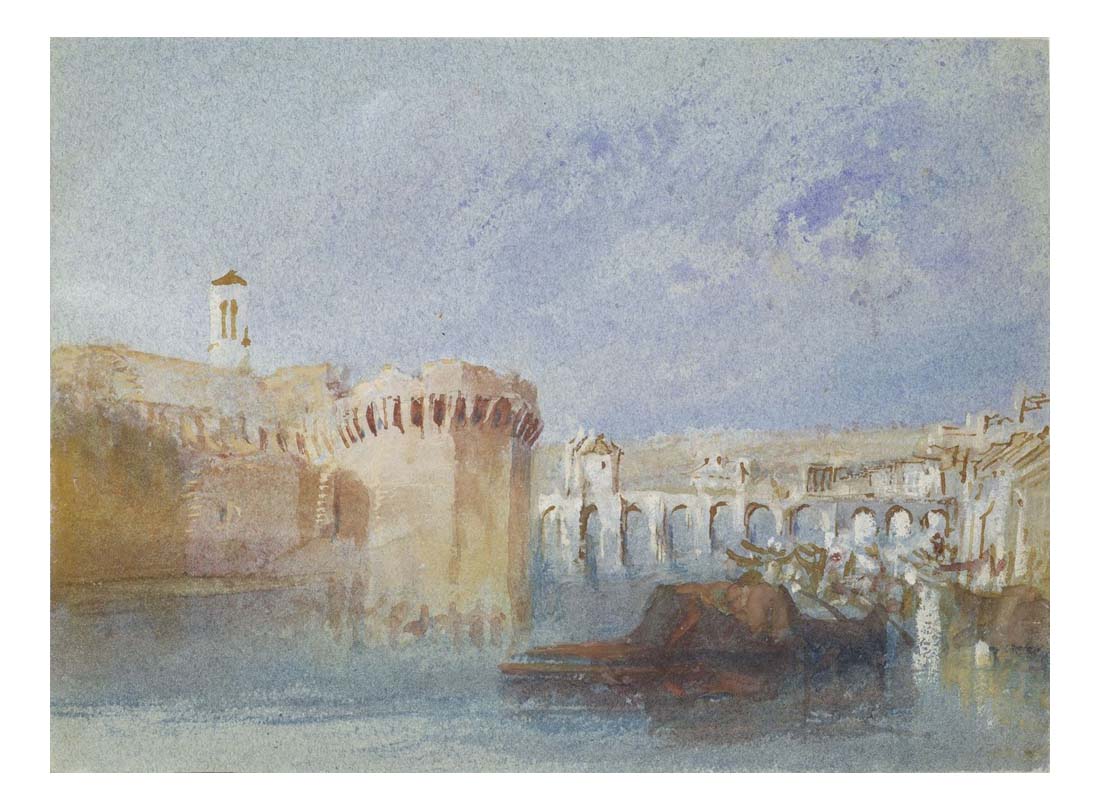 Angers - The Walls of Doutre with the Tower of the Church of La Trinite, 1826 by John Mallord William Turner RA, 12x8"(A4) Poster
