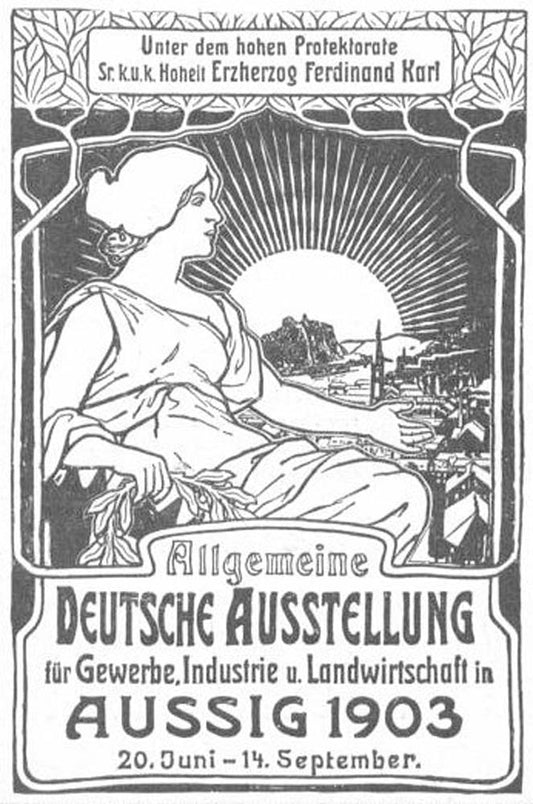 Aussig - Ausstellung 1903 vintage artwork by Alphonse Mucha, 16x12" (A3 size) poster print