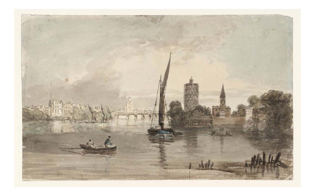 Battersea Church and Bridge, with Chelsea Beyond, 1797 by John Mallord William Turner RA, 12x8"(A4) Poster
